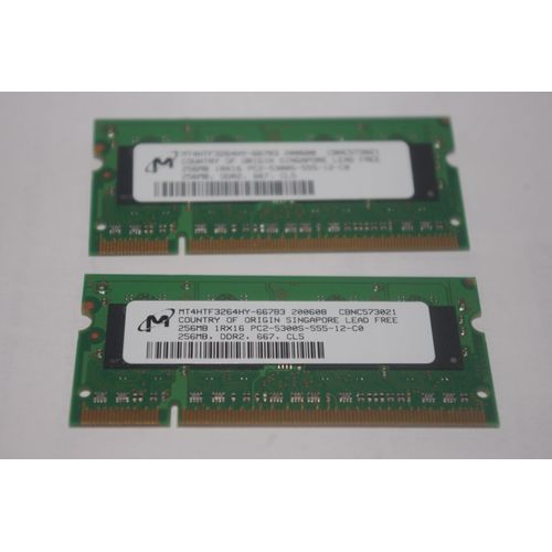 2x - Ddr2 256mb 667 Cl5 1rx16 Pc2-5300s 555 12 C0 - 2 Plaque De Barrette De Memoire Ram