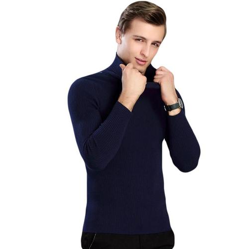 Sous Pull Homme Chandail Tricot Couleur unie Casual Col Montant