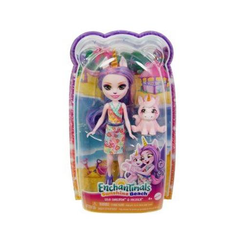 Coffret Enchantimals Poupee Ulia Licorne Et Pacifica - Figurine 15 Cm Avec Animal - Mini-Poupee + Carte Animal