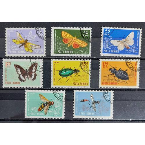 Timbres Roumanie Insectes Papillons 1964 Série Complète