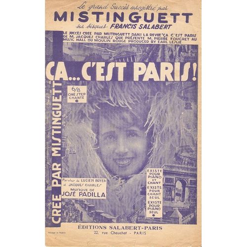 Partition ( Bleue ) Mistinguett Ça...C'est Paris Revue Music-Hall Moulin Rouge