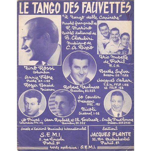 Partition Tino Rossi Le Tango Des Fauvettes Jo Privat Berthe Sylva Anny Flore