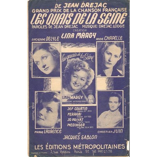 Partition Lina Margy Lucienne Delyle Les Quais De La Seine