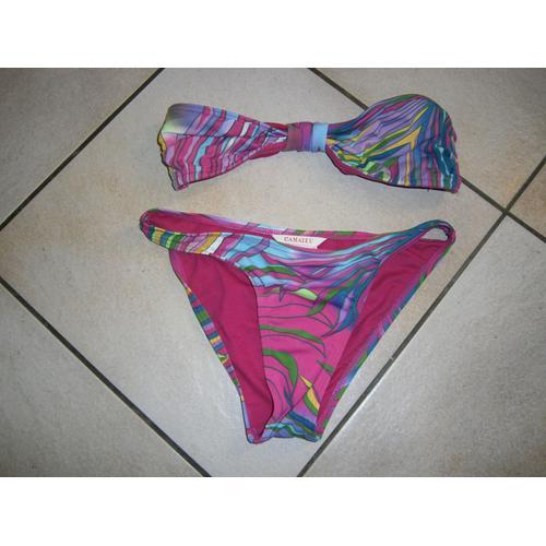 Maillot De Bain 2 Pieces Taille 36 Multicolore Camaïeu 