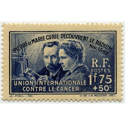 France 1938, Très Bel Exemplaire Yv. 402 - Pierre Et Marie Curie Découvrent Le Radium. Lutte Contre Le Cancer, Neuf*