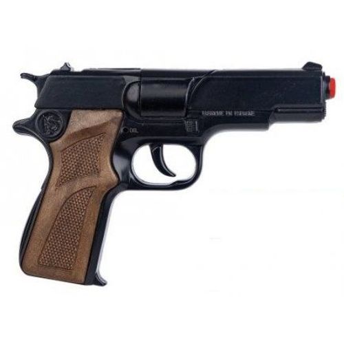 Pistolet Police Metal Noir 16 Cm - 8 Coups - Gonher - Jeu D Imitation
