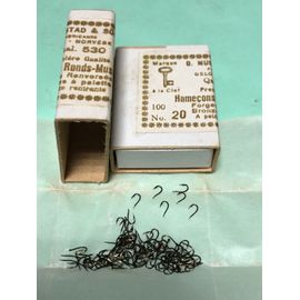 100 Hamecon N 20 Palette Forgé Renversé Bronzé Ref 530 Mustad Peche