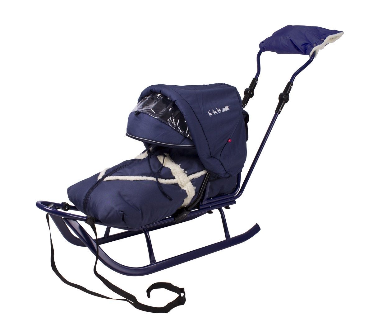 Luge En Metal Avec Chanceliere D Hiver Capote Pliable Et Manchon Sur La Barre De Poussee Bebe Enfant Piccolino Delux Bleu Marine Rakuten