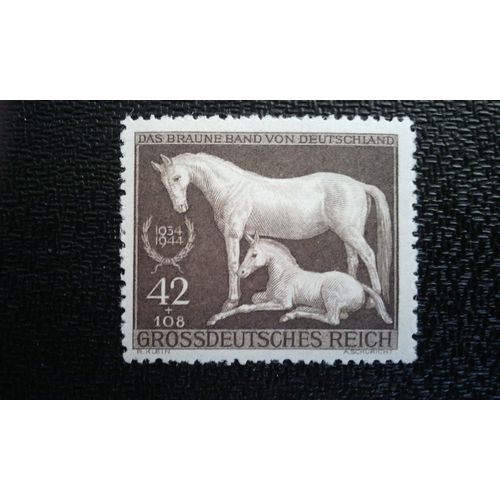 Timbre Allemagne - Deutsches Reich Yt 821 Galloper "Le Ruban Brun D'allemagne", Munich-Riem 1944
