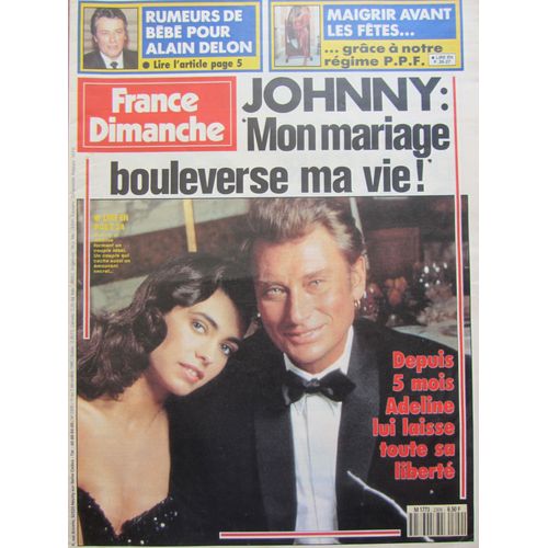 France Dimanche / 01-12-1990 N°2309 : Johnny Hallyday / Adeline Blondieau (1/2p) Patricia Kass (1p)