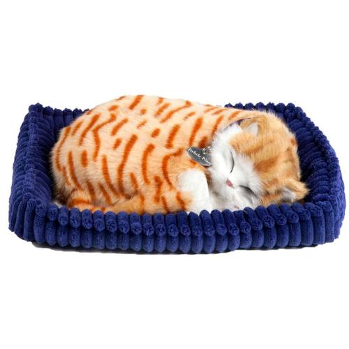 Perfect Petzzz  - Peluche Interactive - Chat - Tabby - Orange - Animal Qui Respire Pour De Vrai - 25 Cm