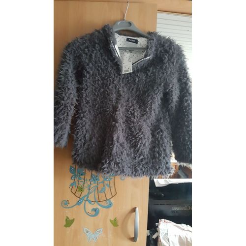 Manteau Fausse Fourrure Gris 10 Ans