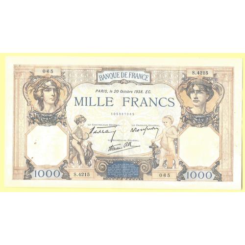 Billet 1000 Francs - Ceres Et Mercure - 1938