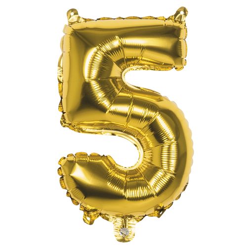 Ballon aluminium chiffre 5 doré 36 cm Taille Unique