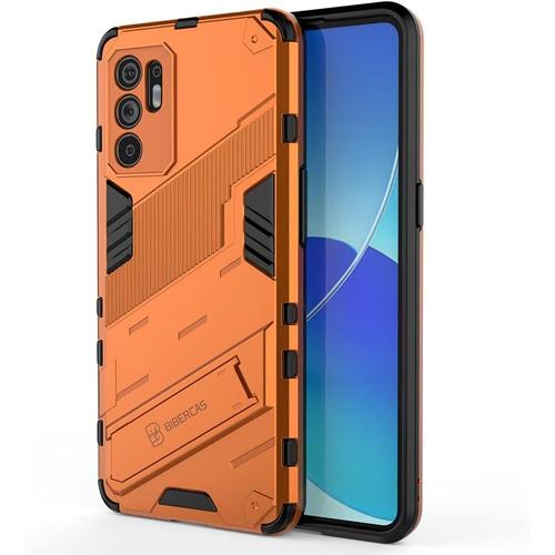 Coque Pour Oppo Reno 6 4g Double Protection Silicone Antichoc Anti-Rayures Housse Robuste Case Orange