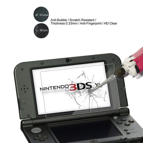 Protection Écran En Verre Trempé + Lingette Micro Fibre Pour Nintendo 3ds Xl