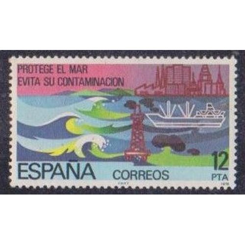 Timbre D¿Espagne N°2117 Y & T 12 P. Polychrome Protection De La Nature Protection De La Mer