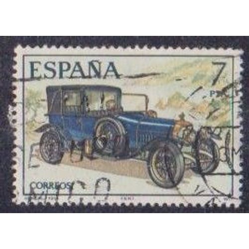 Timbre DEspagne N°2051 Y & T 7 P. Multicolore Automobiles Anciennes Abadal (1914)