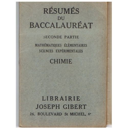Resumes Du Baccalaureat Seconde Partie.Mathématiques Elémentaires.Sciences Expérimentales.Chimie.
