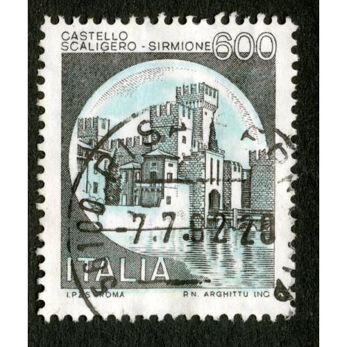 Timbre Oblitéré Italia , Castello Scaligero - Sirmione, 600