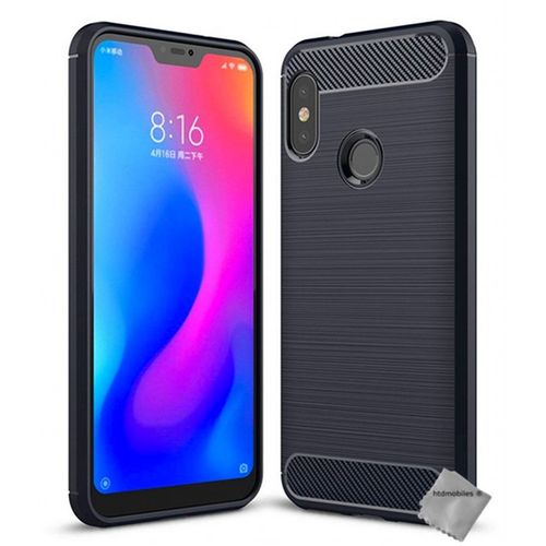Housse Etui Coque Silicone Gel Carbone Pour Xiaomi Mi A2 Lite + Verre Trempe - Bleu Fonce
