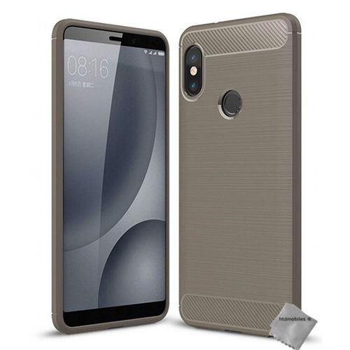 Housse Etui Coque Silicone Gel Carbone Pour Xiaomi Mi A2 + Film Ecran - Gris