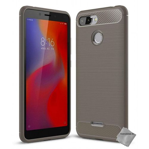 Housse Etui Coque Silicone Gel Carbone Pour Xiaomi Redmi 6 + Verre Trempe - Gris