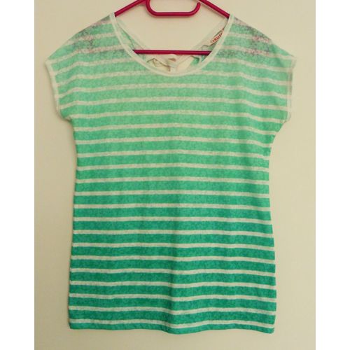 T Shirt Rayé. Dégradé De Vert Et Blanc. Camaieu. Taille 38