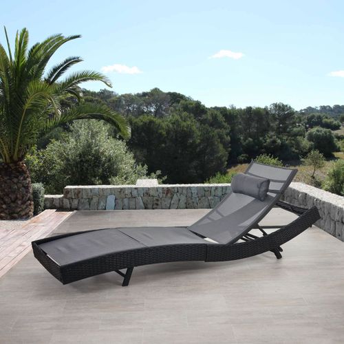 Chaise Longue Savannah, Polyrotin, Bain De Soleil   Anthracite, Enveloppe Gris