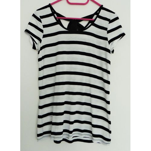 T Shirt Rayé Noir Et Blanc. Lien D'attache. Camaieu. Coton. Taille 38