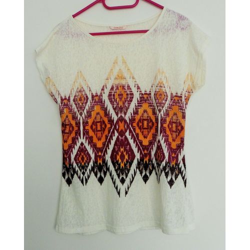 T Shirt Crème À Imprimé Multicolore. Camaieu. Taille 38
