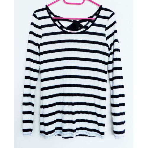 T Shirt Raye Bleu Marine Et Blanc. Lien D'attache. Manches Longues. Camaieu. Taille 38