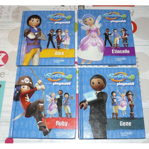 Lot De 4 Livres Super 4 Playmobil ( Alex - Etincelle - Ruby - Gène)