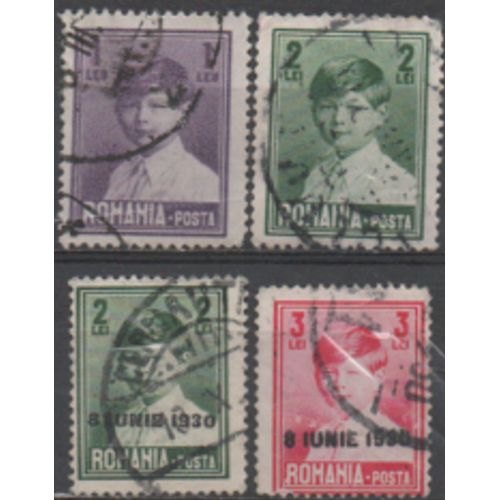 Roumanie: Lot De 4 Timbres Émis En 1928 Et Représentant Le Même Personnage.