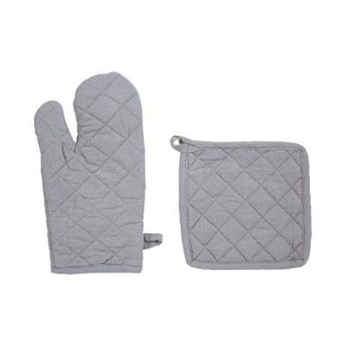 Gant & Manique De Cuisine "Coton" 33cm Gris Clair