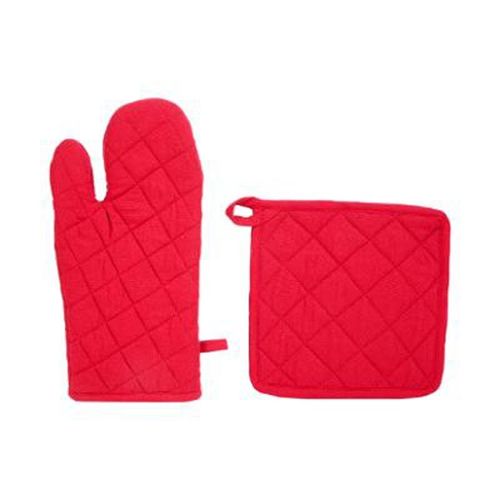 Gant & Manique De Cuisine "Coton" 33cm Rouge