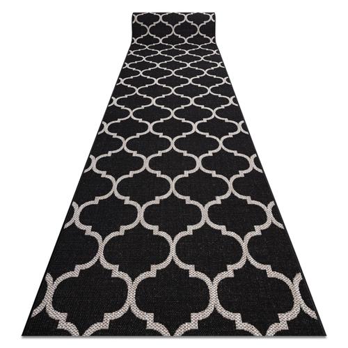 120x400 Cm Tapis De Couloir Sizal Floorlux Modle 20608 Treillis Marocain Noir / Argentin 120 Cm