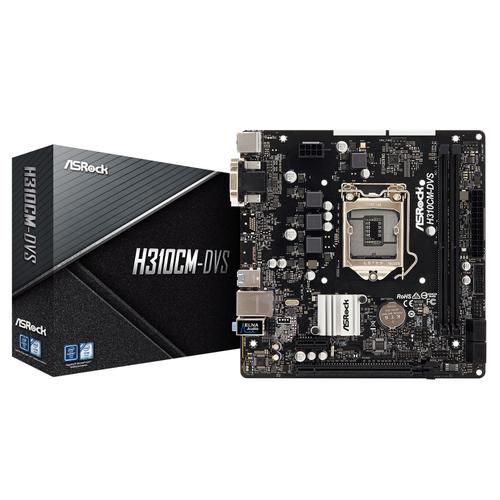 ASRock H310CM-DVS - Carte-mère - micro ATX - LGA1151 Socket - H310 Chipset - USB 3.1 Gen 1 - Gigabit LAN - carte graphique embarquée (unité centrale requise) - audio HD (8 canaux)