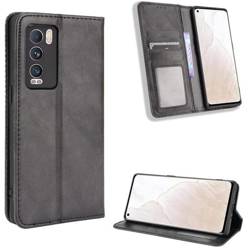 Coque De Téléphone De Luxe De Couleur Unie Oppo Realme Gt Explorer Master Étui En Cuir Magnétique Avec Emplacements Pour Cartes Noir