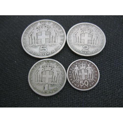 Lot 4 Pièces 5, 2, 1 & 0,50 Drachmes Grece 1954