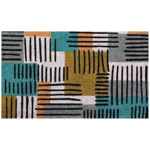 Tapis Coco Naturel/Pvc 45x75 Cm Ep. 35 Mm Bleu Gris Vert