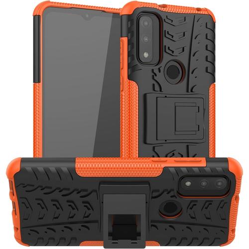 Moto G Pure Coque Pc+Tpu Silicone Housse De Protection Double Couche Hybride Armour Case De Protection Pour Moto G Pure Orange