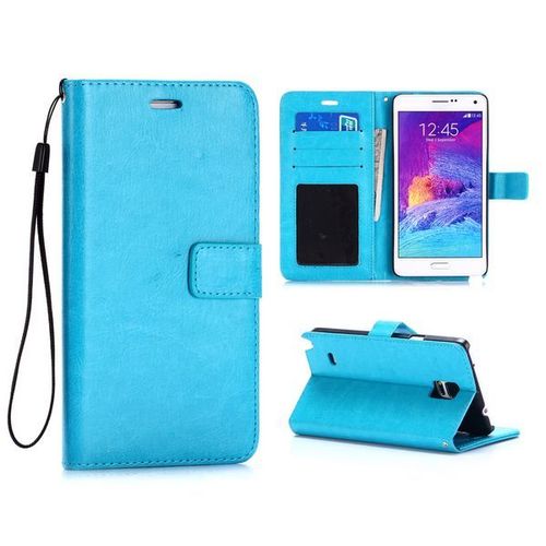 Etui Folio A Rabat Samsung Galaxy Note 4 Bleu Effet Vintage Eco-Cuir (Pu)