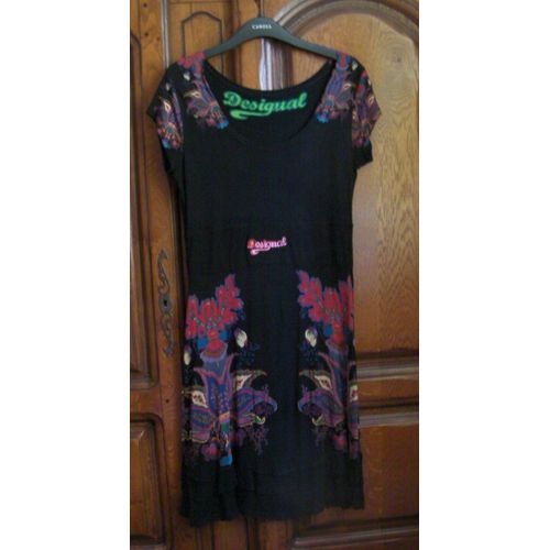 Robe Noire Fleurie Desigual - Taille 40/42