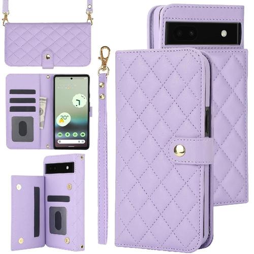 Étui Pour Google Pixel 8a Brosse Antivol Protection Premium Style Crossbody Avec 5 Fentes Pour Cartes Fonction De Support Étui Portefeuille En Cuir - Violet Clair