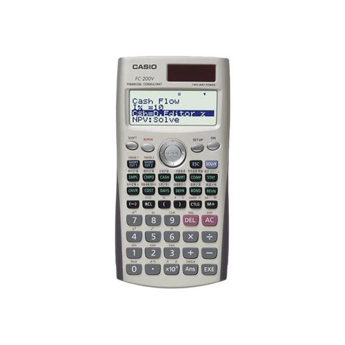 Casio FC-200V - Calculatrice financière - 10 chiffres + 2 exposants - panneau solaire, pile