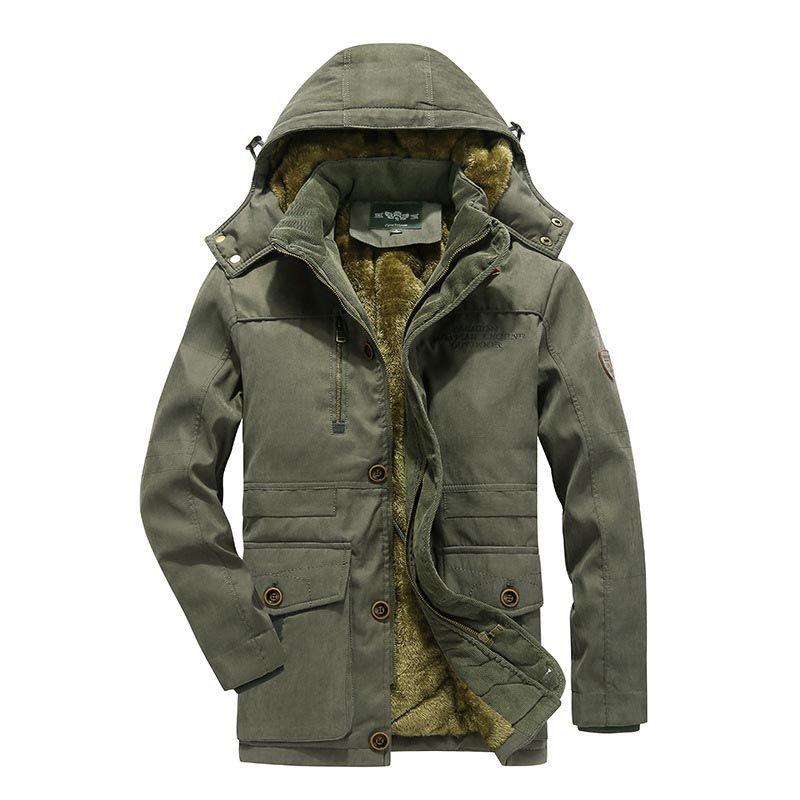 Zewow-Manteau Grande Tailleen Homme Coton Hiver Chaud Epais a Capuche  Molleton Parka Manteau Homme Militaire Sport