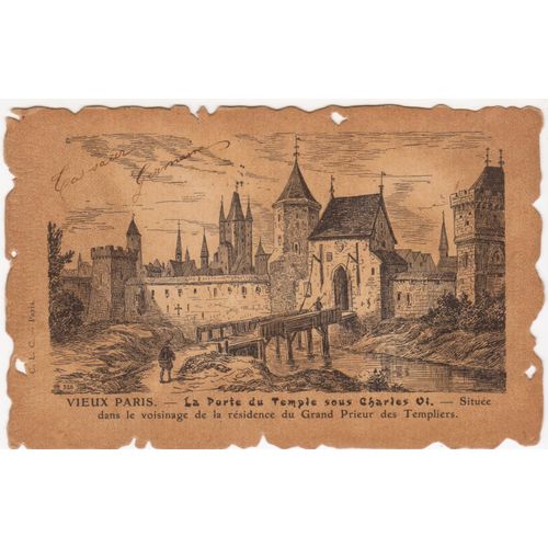 Collection Historique De La France - Vieux Paris - La Porte Du Temple Sous Charles 01 - Timbrée, Oblitérée Et Avec Correspondance En 1905