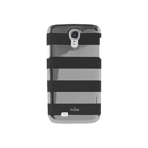 Puro Stripe - Coque De Protection Pour Téléphone Portable - Noir, Transparent, Gris Ardoise - Pour Samsung Galaxy S4