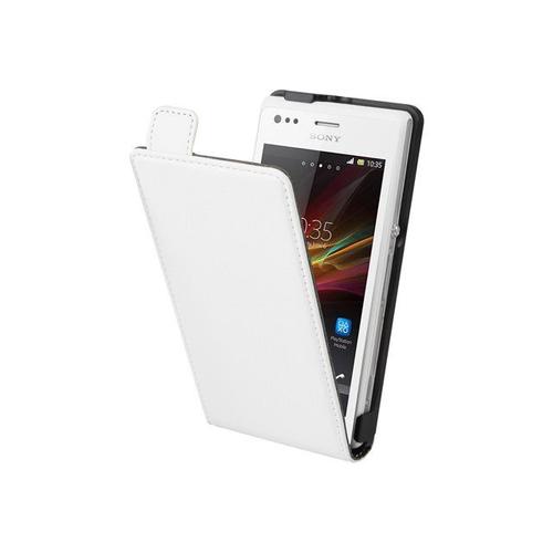 Ascendeo - Étui À Rabat Pour Téléphone Portable - Polyuréthane, Polycarbonate - Blanc - Pour Sony Xperia M